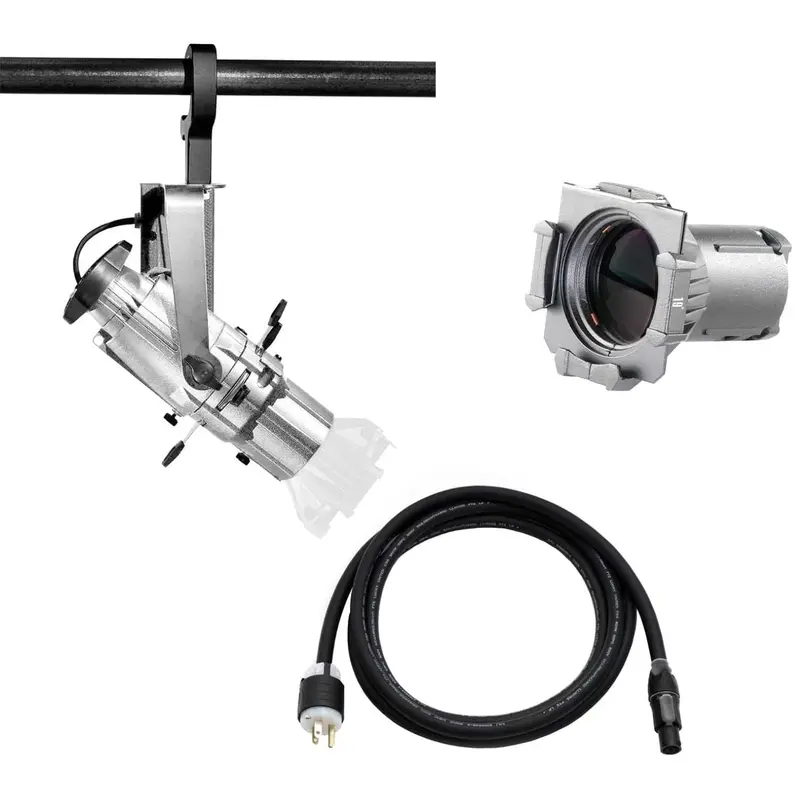 ETC Source Four Mini LED Ellipsoidal 4000 K with 19-Degree Lens Tube and Edison Plug - Silver (Portable)