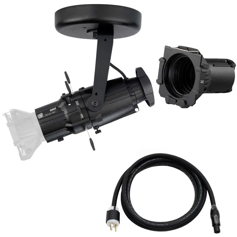 ETC Source Four Mini LED Ellipsoidal 4000 K with 26-Degree Lens Tube and Edison Plug - Black (Canopy)