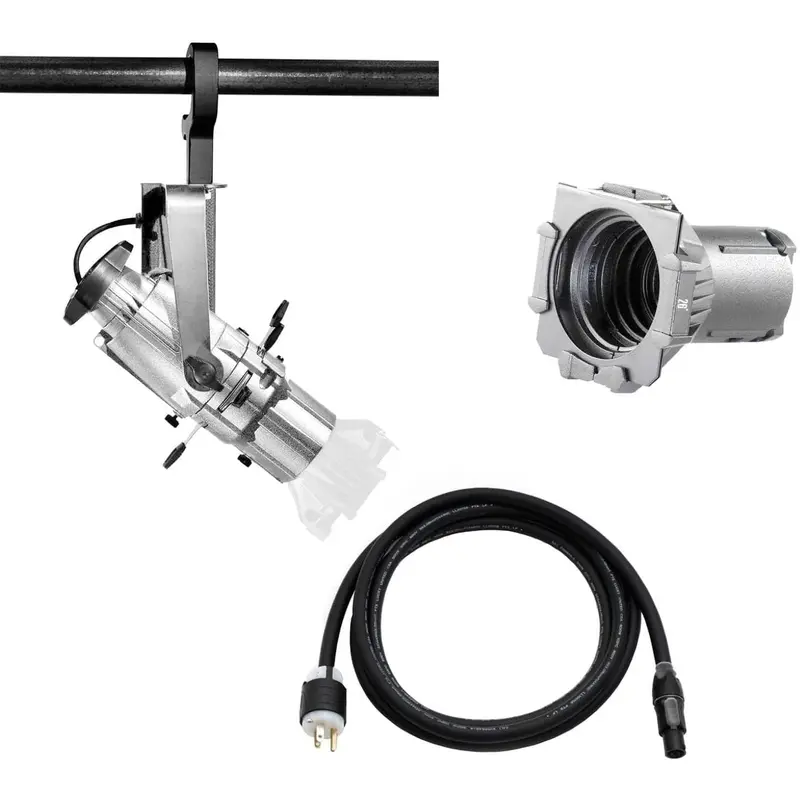 ETC Source Four Mini LED Ellipsoidal 4000 K with 26-Degree Lens Tube and Edison Plug - Silver (Portable)