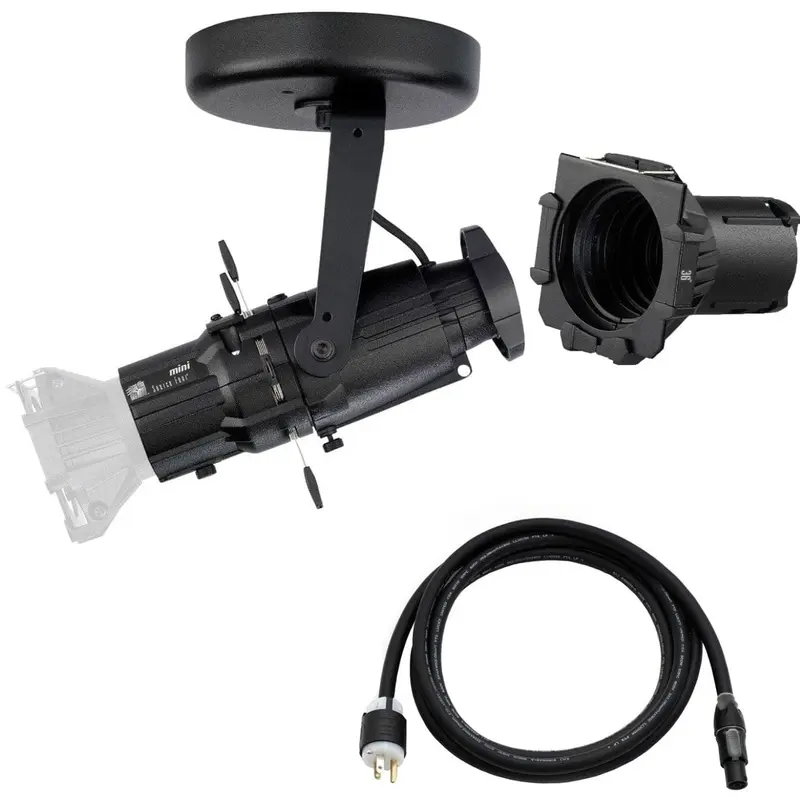 ETC Source Four Mini LED Ellipsoidal 4000 K with 36-Degree Lens Tube and Edison Plug - Black (Canopy)