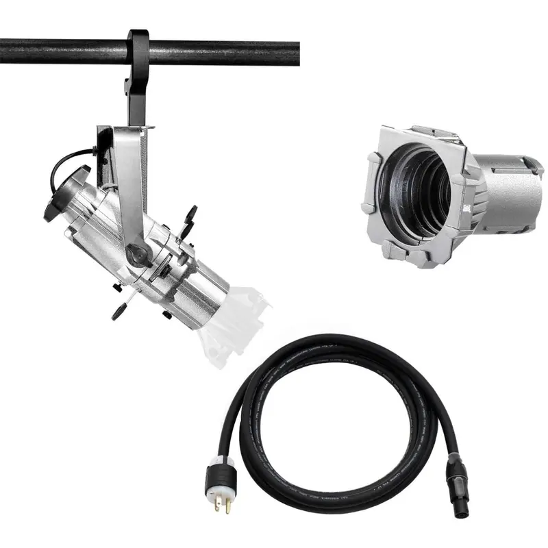 ETC Source Four Mini LED Ellipsoidal 4000 K with 36-Degree Lens Tube and Edison Plug - Silver (Portable)