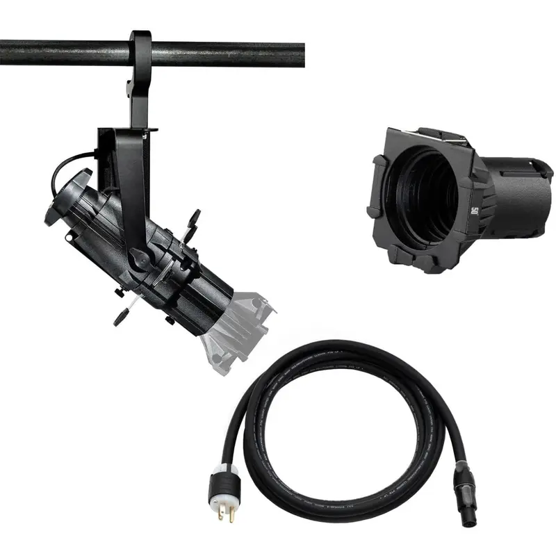 ETC Source Four Mini LED Ellipsoidal 4000 K with 50-Degree Lens Tube and Edison Plug - Black (Portable)