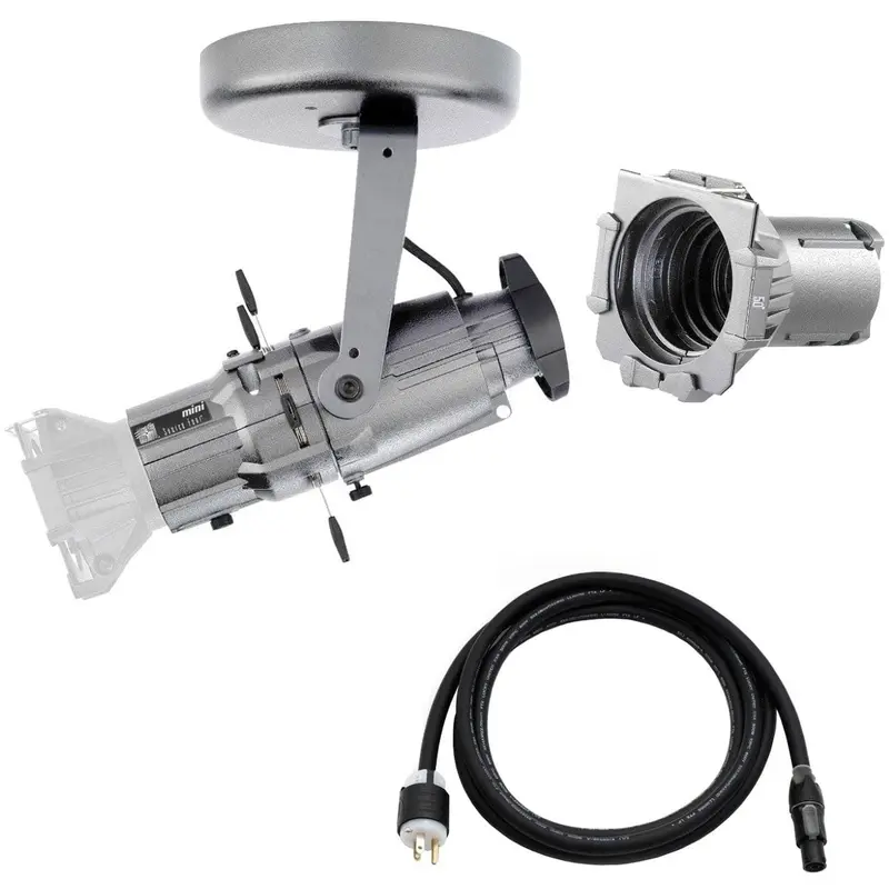 ETC Source Four Mini LED Ellipsoidal 4000 K with 50-Degree Lens Tube and Edison Plug - Silver (Canopy)