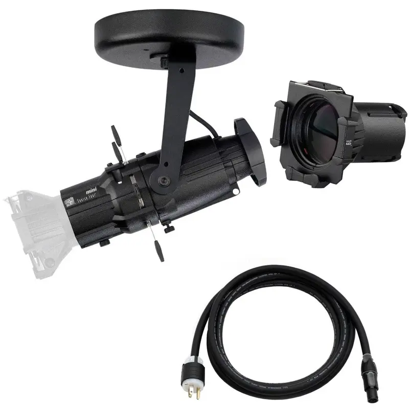 ETC Source Four Mini LED Ellipsoidal 5000 K with 19-Degree Lens Tube and Edison Plug - Black (Canopy)