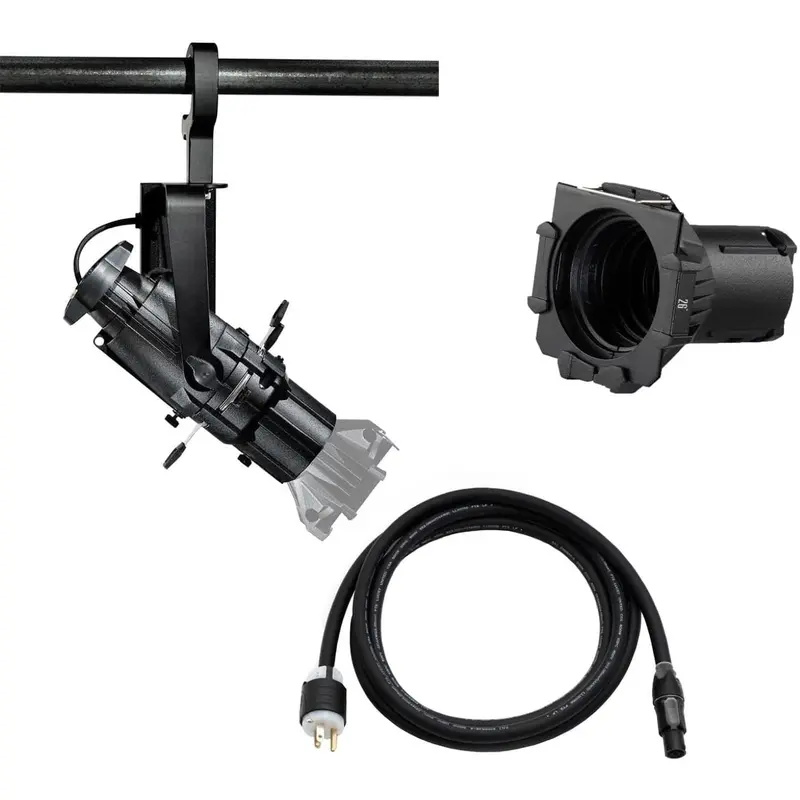 ETC Source Four Mini LED Ellipsoidal 5000 K with 26-Degree Lens Tube and Edison Plug - Black (Portable)