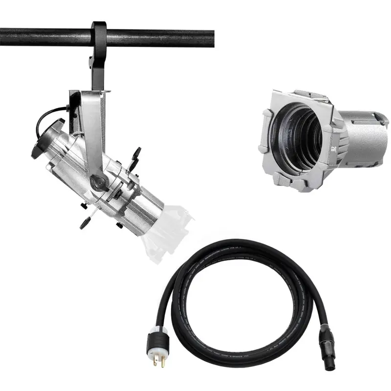 ETC Source Four Mini LED Ellipsoidal 5000 K with 26-Degree Lens Tube and Edison Plug - Silver (Portable)