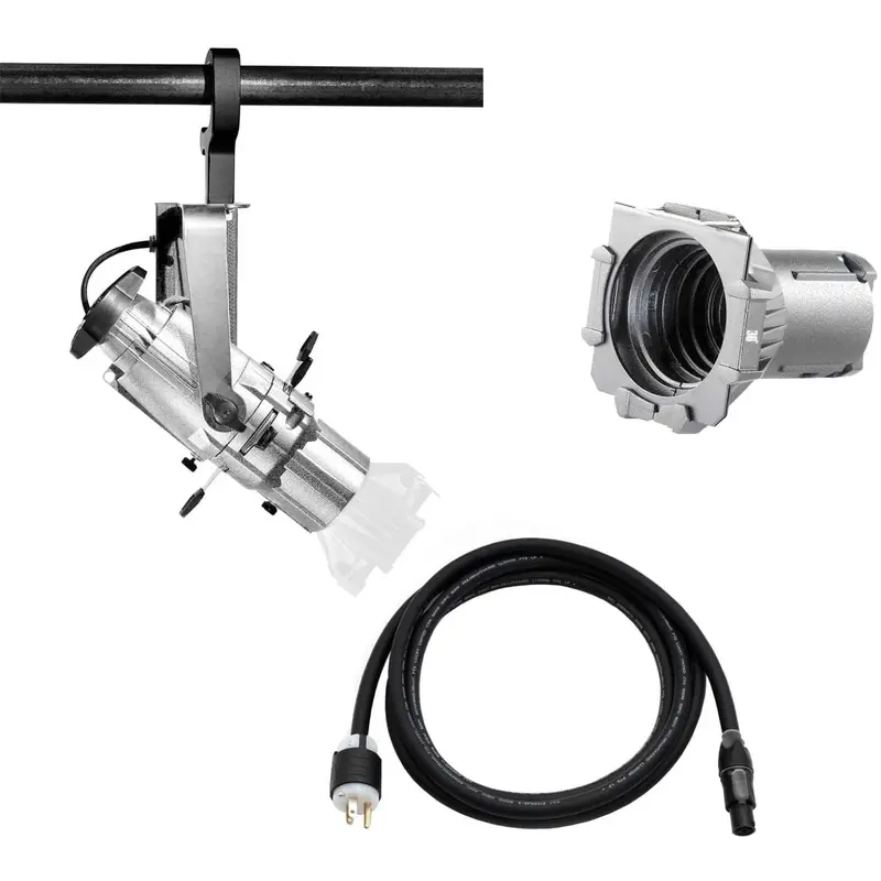 ETC Source Four Mini LED Ellipsoidal 5000 K with 36-Degree Lens Tube and Edison Plug - Silver (Portable)