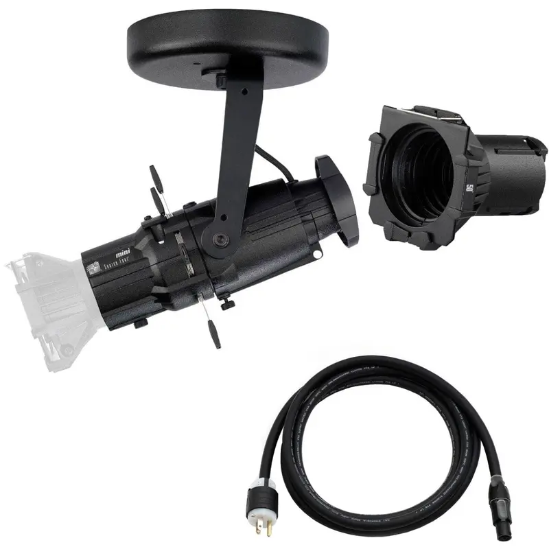 ETC Source Four Mini LED Ellipsoidal 5000 K with 50-Degree Lens Tube and Edison Plug - Black (Canopy)