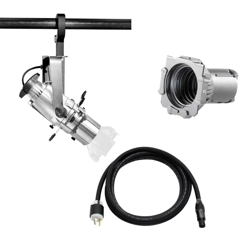 ETC Source Four Mini LED Ellipsoidal 5000 K with 50-Degree Lens Tube and Edison Plug - Silver (Portable)