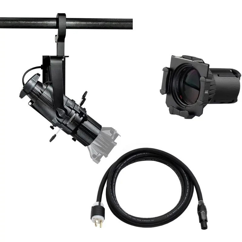 ETC Source Four Mini LED Ellipsoidal 5000 K with19-Degree Lens Tube and Edison Plug - Black (Portable)