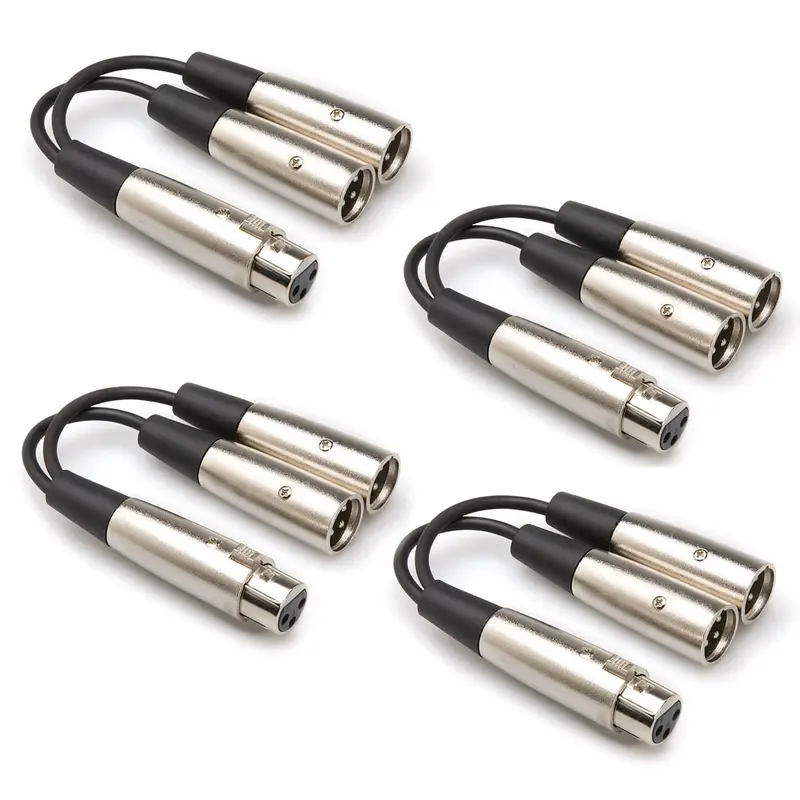 Hosa YXM-121 XLR Female to Dual XLR Male Y-Cable 4-Pack