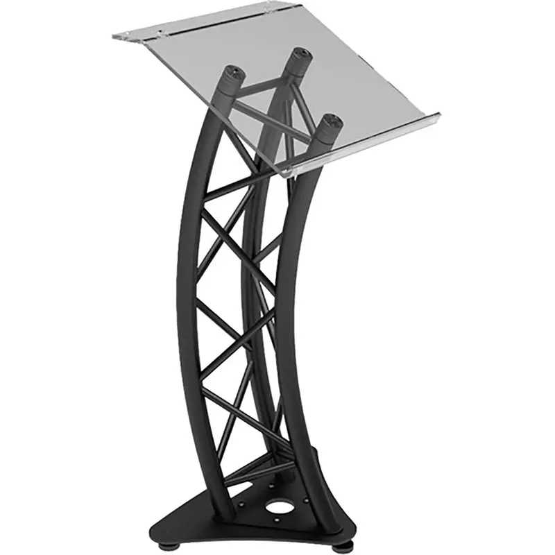 Global Truss GT-LECTERN-PRO-BLK Lectern with Angled Plexi Top/Truss Segment - Black