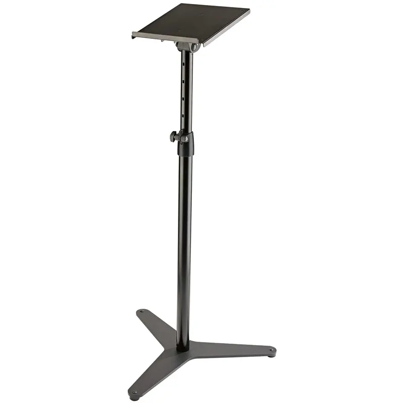 K&M 26754.000.55 Monitor Stand with Tiltable Tray and a Metal Tripod Base - Black