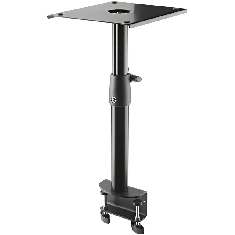 K&M 26777.000.55 Clamping Desktop Monitor Stand - 8.071 x 9.646 Inch Support Tray - Black