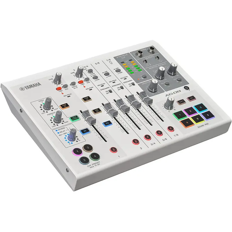 Yamaha AG08-W 8-Channel Mixer/USB Interface for IOS/Mac/PC - White