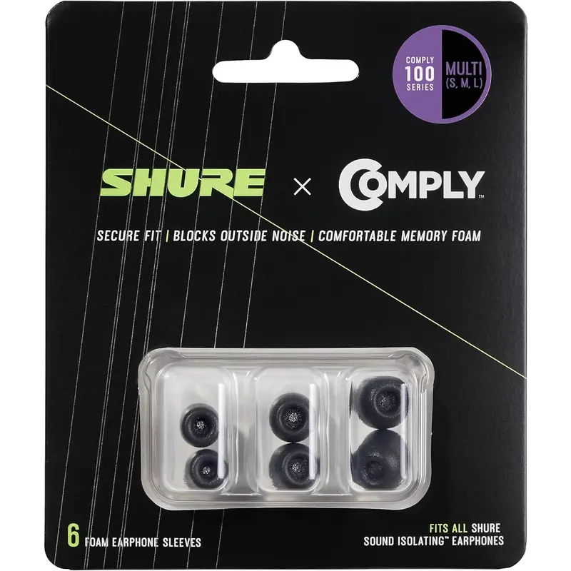 Shure EACYF1-6KIT Comply Foam Sleeves for Shure Earphones 6-Pack - Small /Medium /Large 1 Pair Each