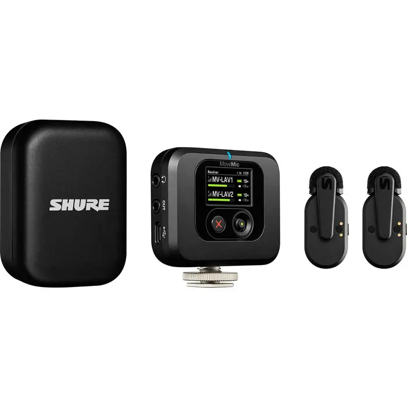 Shure MV-TWO-KIT-Z7 MoveMic Wireless Lavalier Microphone Pair for Phones with Receiver / Charge Case