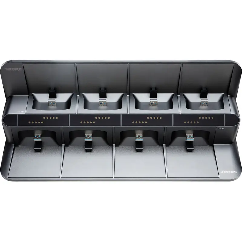 Shure SBC850-US 8-Bay Network Docking Charge Station for ULXD6/ULXD8 Transmitters - US Power Supply