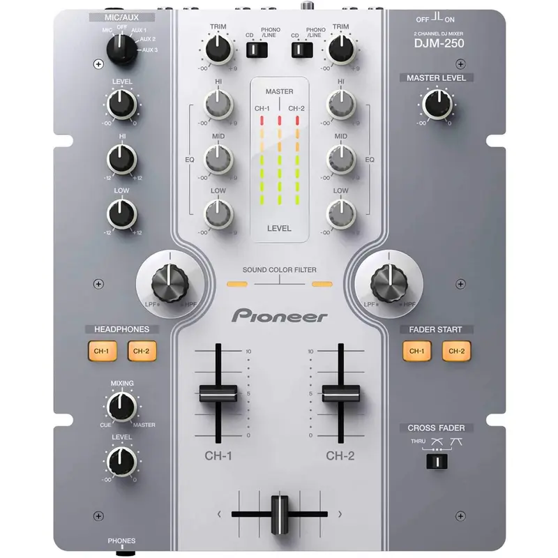Pioneer DJ DJM-250-W Compact 10" 2 Channel DJ Mixer
