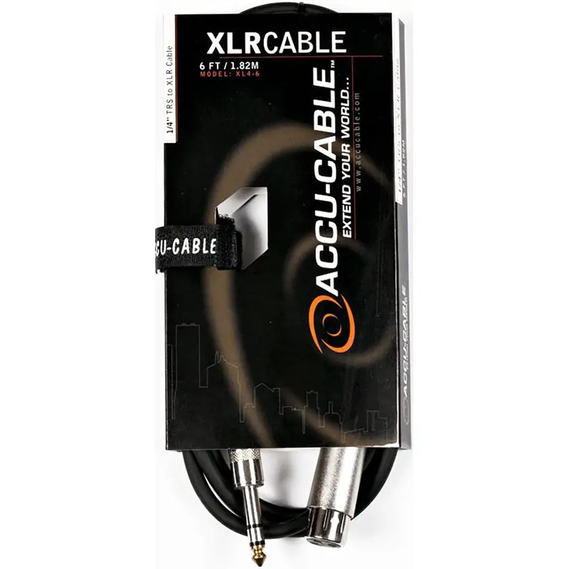 Accu-Cable XL4-6 6-Foot 1/4-Inch TRS to XLR Cable