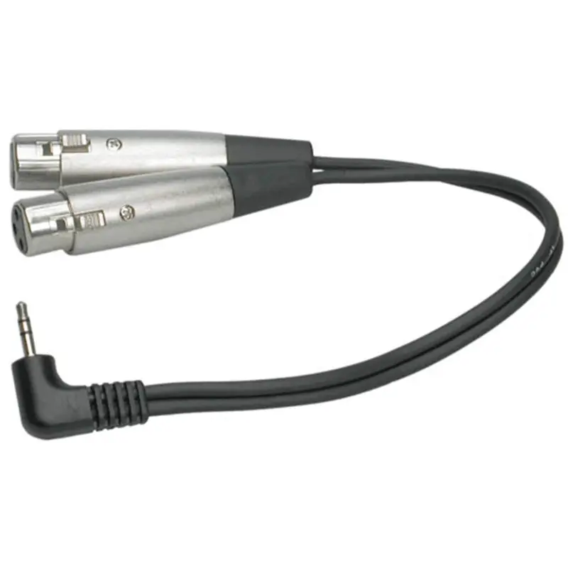 Hosa YXF-305 Y-Cable Right-angle 1/8" (M) to Dual XLR (F) 5 Foot