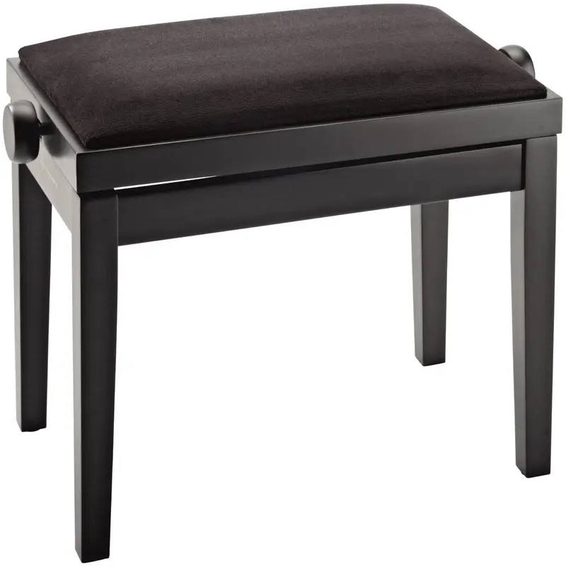 K&M 13900.100.20 Complete Wooden Frame Piano Bench - Matte Black with Black Velvet Seat