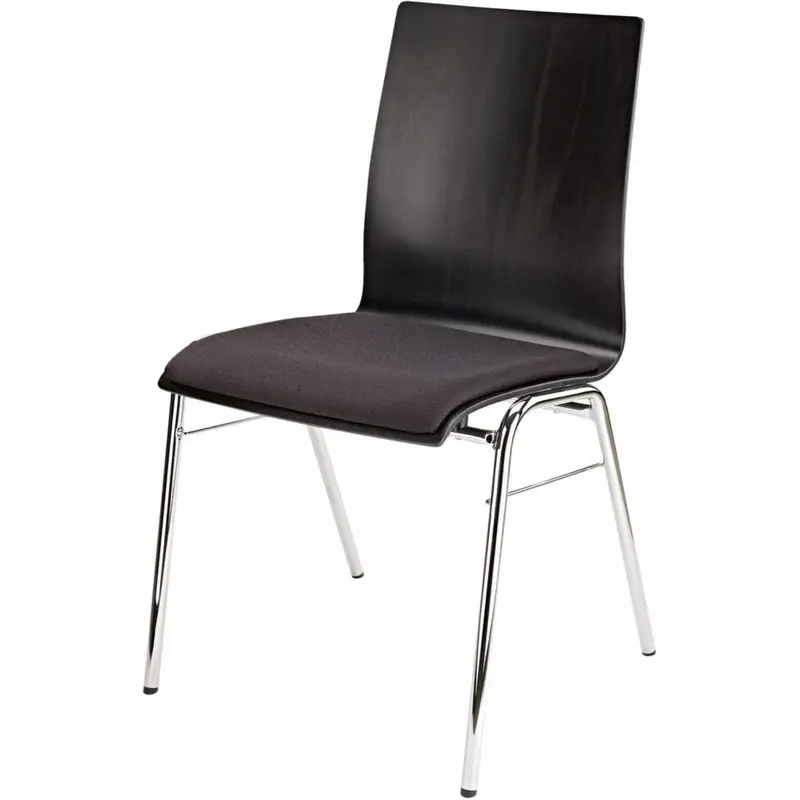 K&M 13415.000.02 Stacking Chair with Seat Cushion - Black