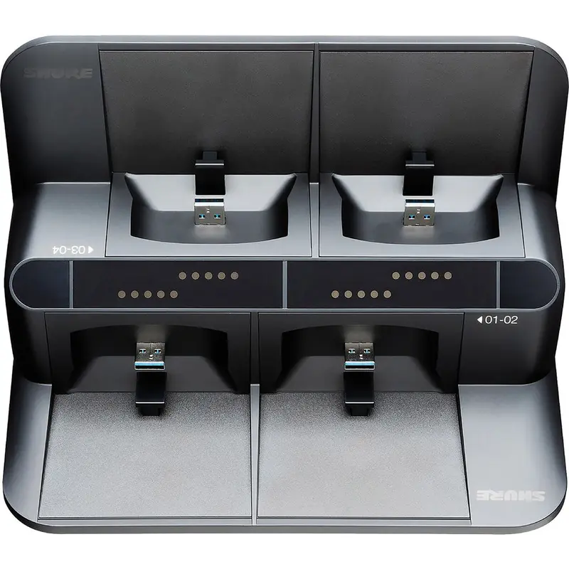 Shure SBC450-US 4-Bay Network Docking Charge Station for ULXD6/ULXD8 Transmitters - US Power Supply