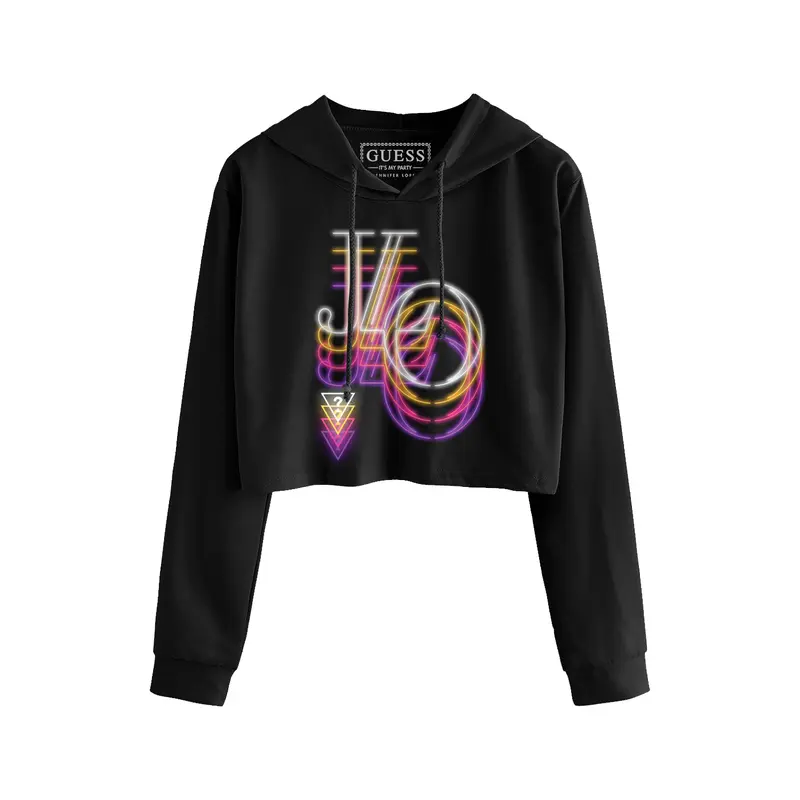Neon Repeater Crop Hoodie