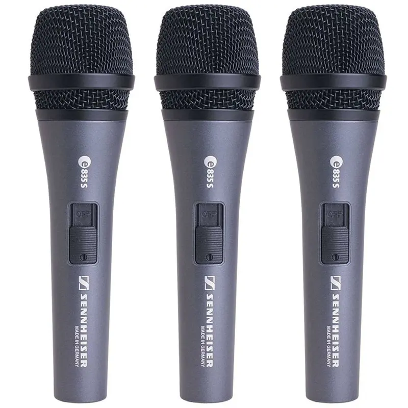 Sennheiser e835-S Dynamic Switched Microphone 3-Pack