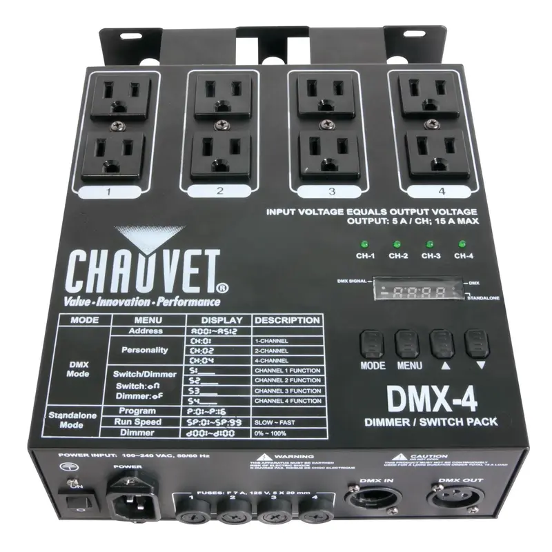Chauvet DMX-4 Four Channel DMX Switch Dimmer Pack