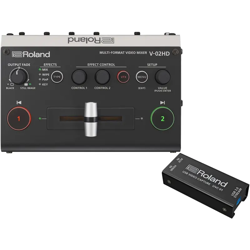 Roland V-02HD STR Micro Video Switcher Streaming Bundle