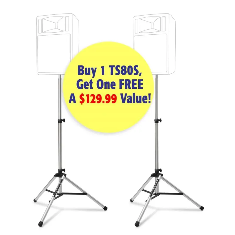 Ultimate TS80SP Pair Silver Pro Speaker Stands