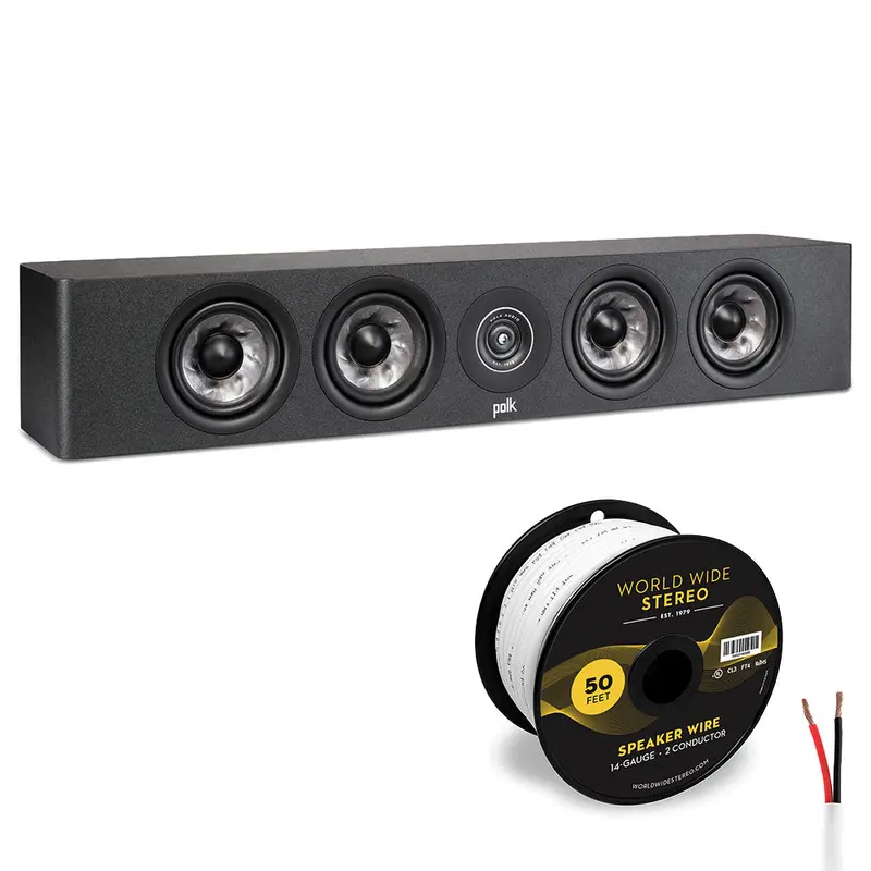 Polk Audio Reserve R350 Slim Center Channel Speaker Cable Bundle (Black)