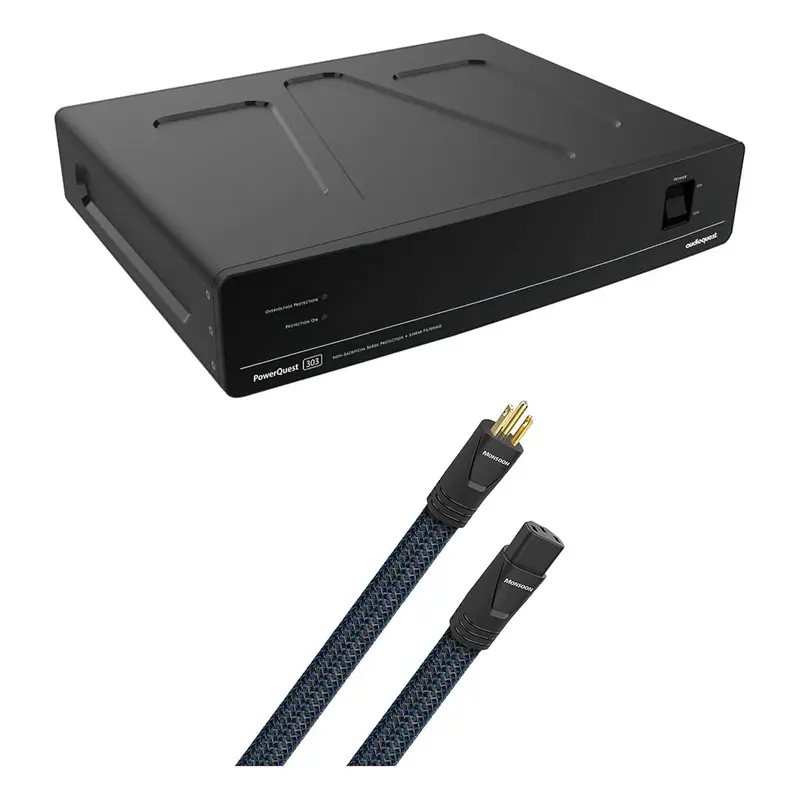 AudioQuest PowerQuest 303 12-Outlet Surge Protector and Power Conditioner with AudioQuest Monsoon 1.0m High-Current 15 AMP AC Power Cable