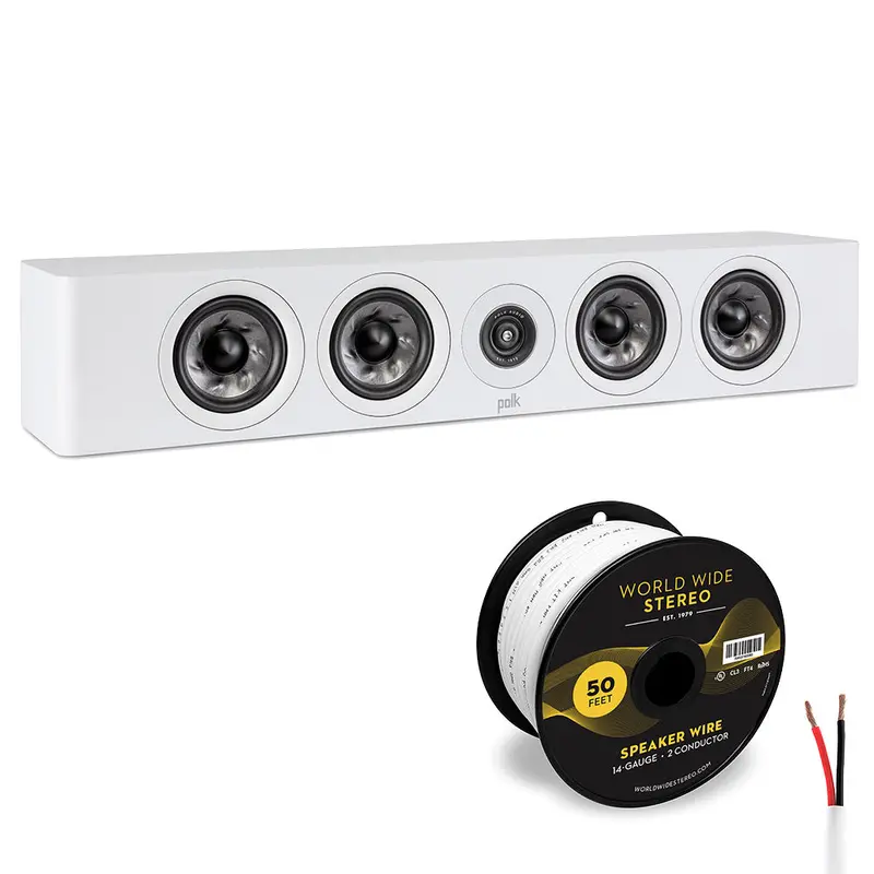 Polk Audio Reserve R350 Slim Center Channel Speaker Cable Bundle (White)