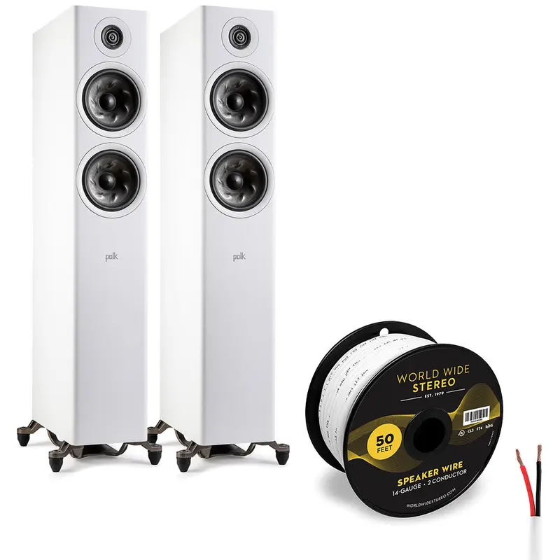 Polk Audio Reserve R600 Floorstanding Speaker Cable Bundle (White)
