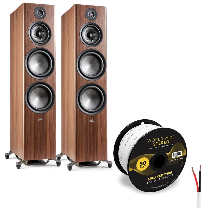 Polk Audio Reserve R700 Floorstanding Speaker Cable Bundle (Walnut)