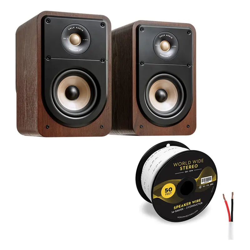 Polk Audio Signature Elite ES15 Bookshelf Speaker Cable Bundle (Walnut)