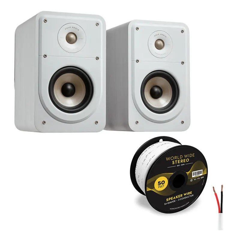 Polk Audio Signature Elite ES15 Bookshelf Speaker Cable Bundle (White)