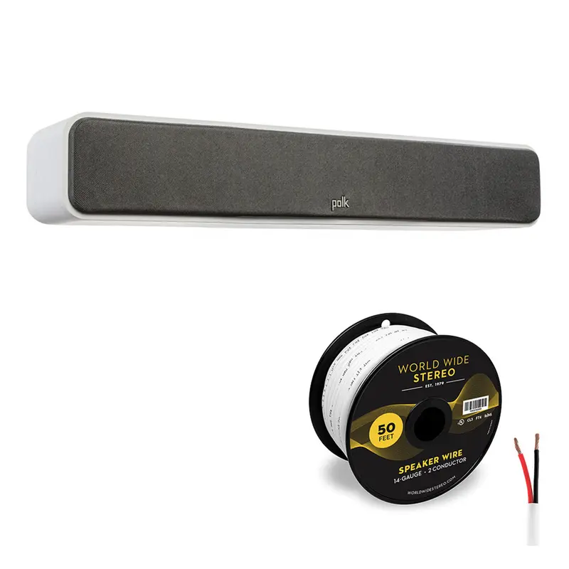 Polk Audio Signature Elite ES35 Center Channel Speaker Cable Bundle (White)