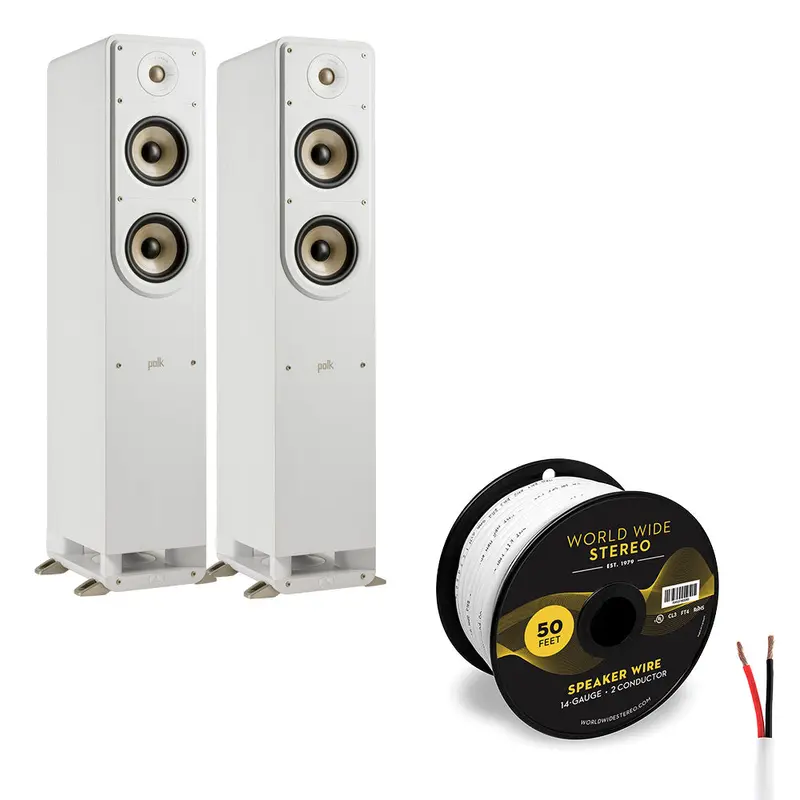 Polk Audio Signature Elite ES50 Floorstanding Speaker Cable Bundle (White)