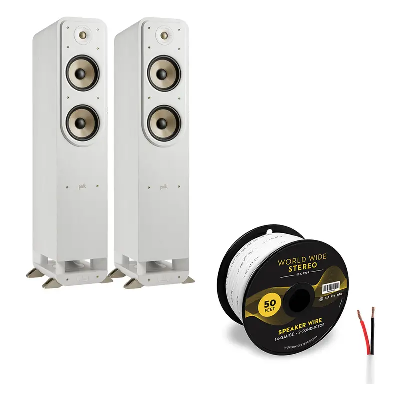 Polk Audio Signature Elite ES55 Floorstanding Speaker Cable Bundle (White)