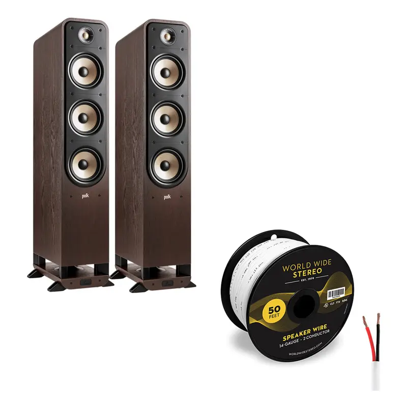 Polk Audio Signature Elite ES60 Floorstanding Speaker Cable Bundle (Walnut)