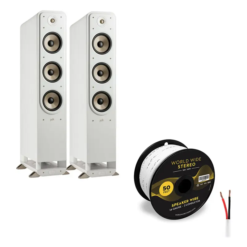 Polk Audio Signature Elite ES60 Floorstanding Speaker Cable Bundle (White)