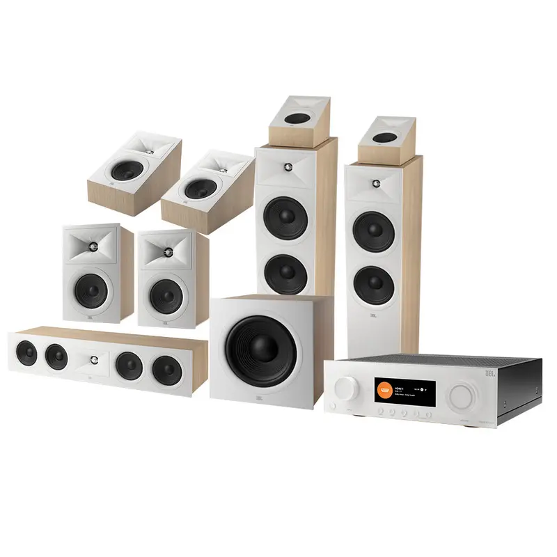JBL Stage 5.1.4 Home Theater System with 12 in Sub and 140 Watts/Channel Receiver (White)