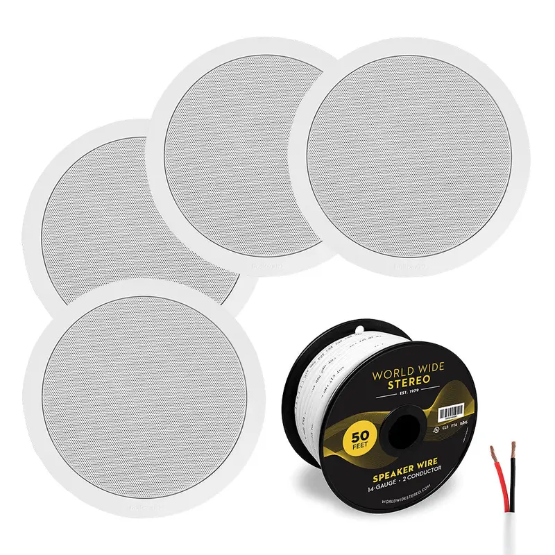 Polk Audio MC 60 6.5 Inch In Ceiling Speaker Cable Bundle (4 Pack)