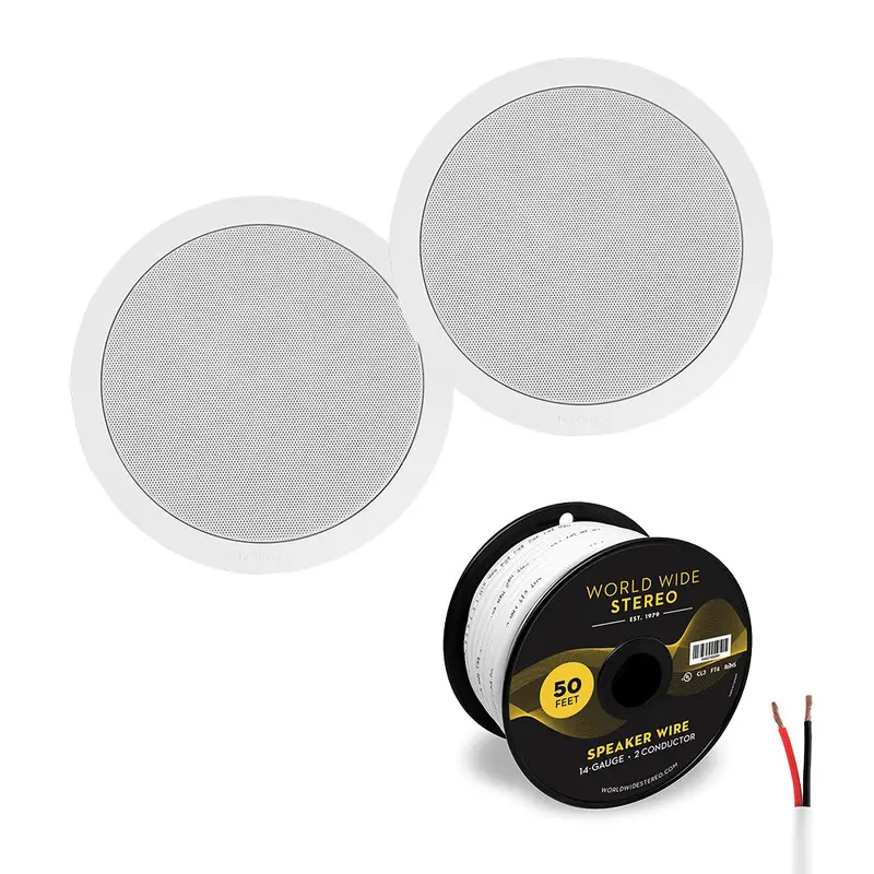Polk Audio MC 60 6.5 Inch In Ceiling Speaker Cable Bundle (Pair)
