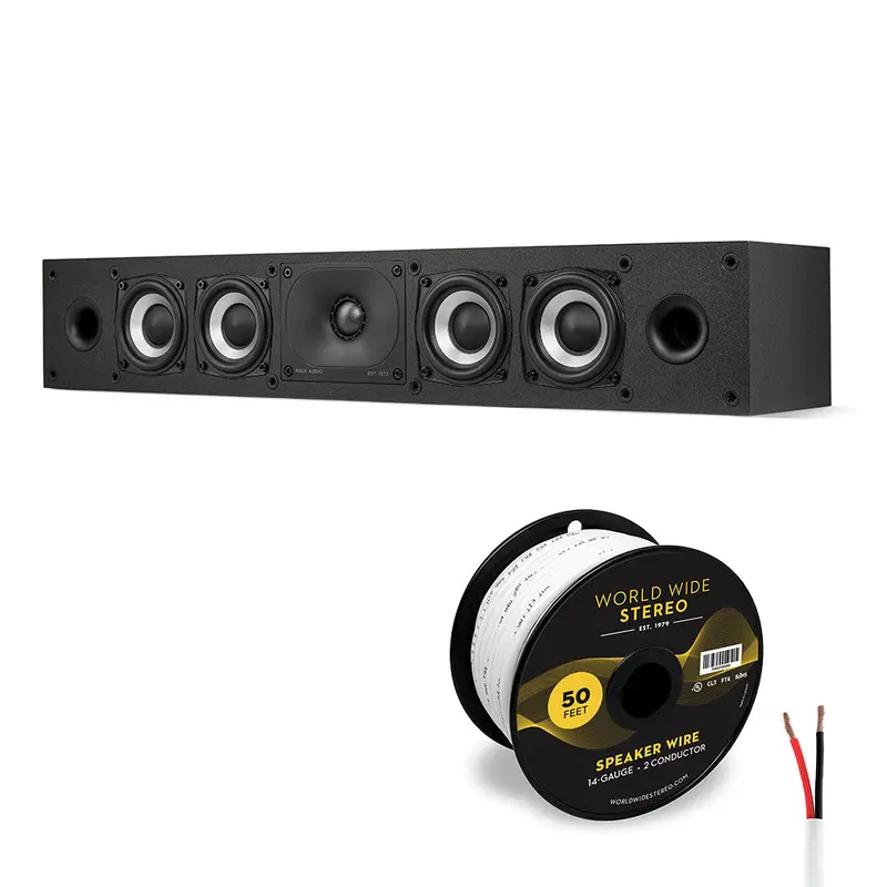 Polk Audio Monitor XT35 Low Profile Center Channel Speaker Cable Bundle