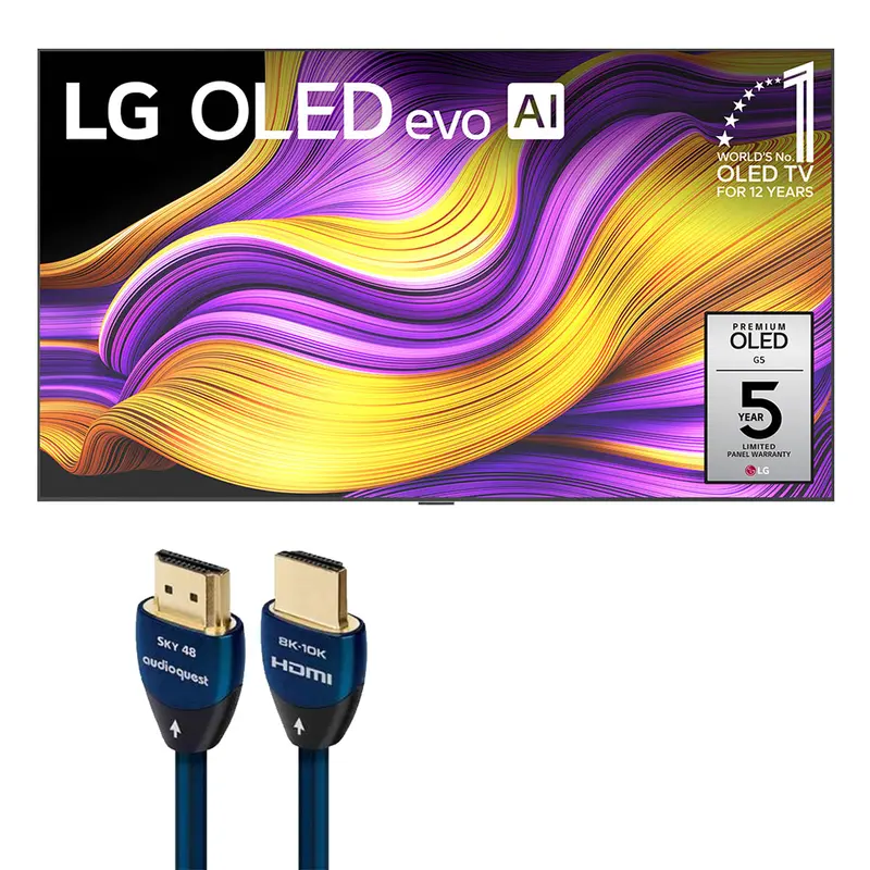 LG OLED77G5WUA 77 Inch 4K OLED evo G5 Smart TV with AudioQuest SKY 3m HDMI Cable